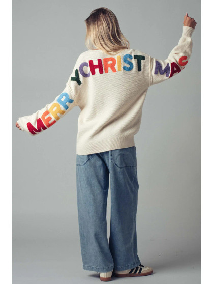 Sweater Merry Christmas Lettering On Back 