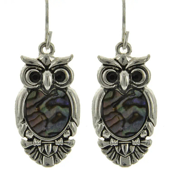 Earrings Owl Abalone 