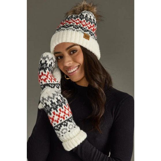 Beanie Hat w/Pom Fleece Lined by Panache Fred Grey Black