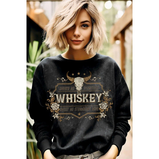 Sweatshirt Mineral Washed Smooth As Tennessee Whiskey Black 