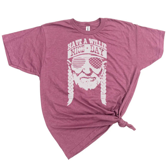 T-Shirt Willie Nelson Have A Willie Nice Day Heather Maroon