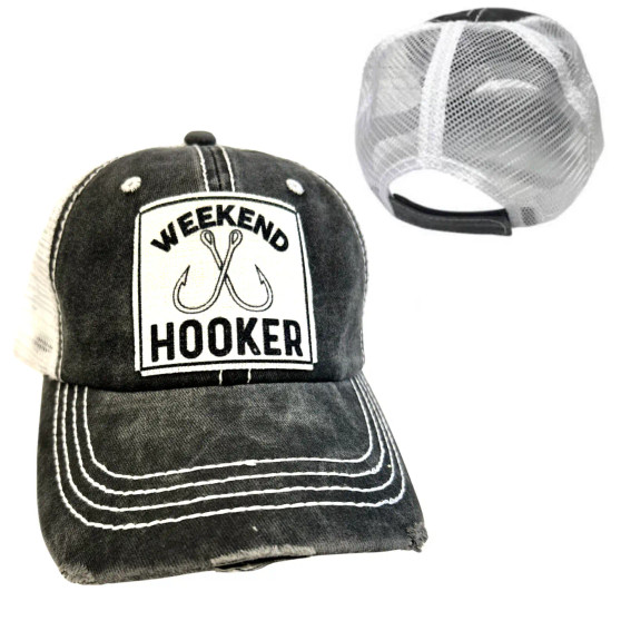 Baseball Trucker Cap Funny Fishing Weekend Hooker Grey Adjustable  Baseball Trucker Cap Funny Fishing Weekend Hooker Grey Adjustable