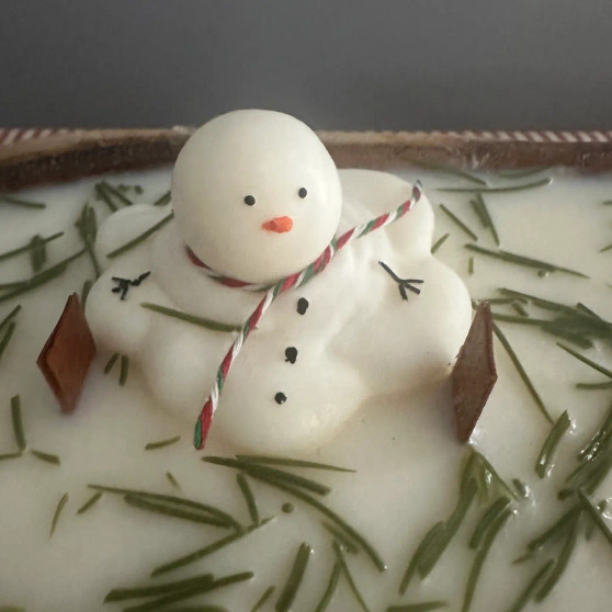 Candle Soy Dough Bowl Melting Snowman Orange Cranberry Spice Holiday