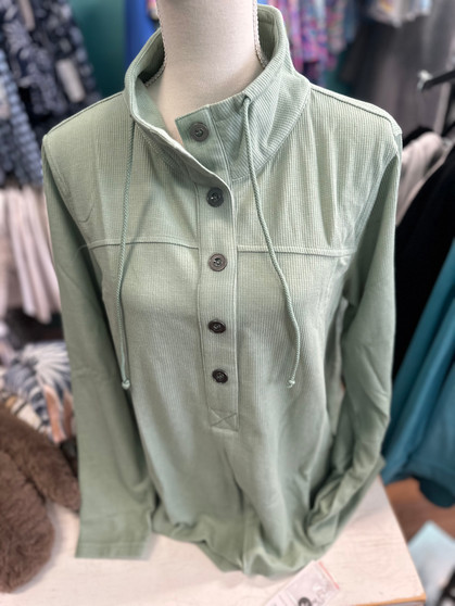 Top Tunic 5 Button High Nexck Sage Green LuLu B