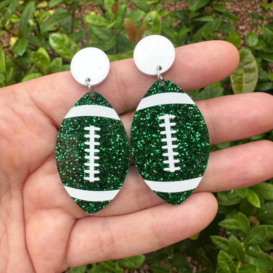 Green Bay PackersFootball Green Glitter Post Earrings Green Bay PackersFootball Green Glitter Post Earrings