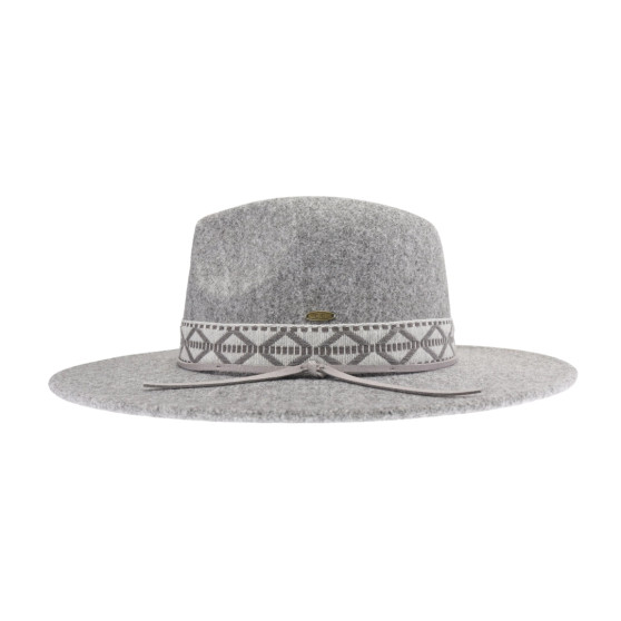 Hat Felt Vegan Geometric Band Heather Grey Hat Felt Vegan Geometric Band Heather Grey