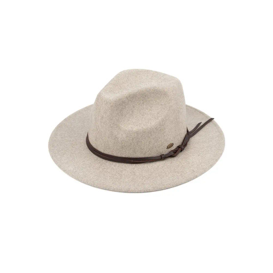Felt Hat Leather Band Beige