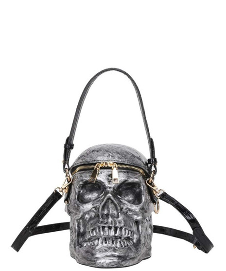 Skull Purse Distressed Silver Crossbody Shoulder