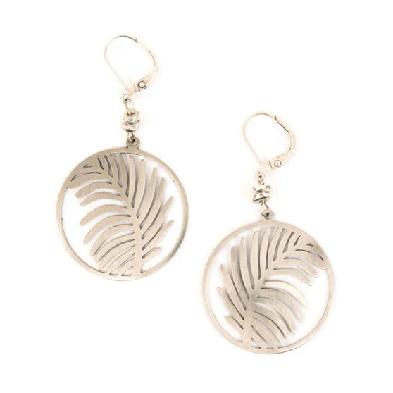 Earrings Round Willow Branch Silver Plated Pierced