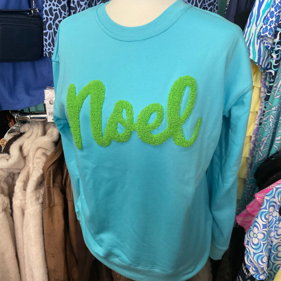 Christmas Sweatshirt by Panache Raised Noel Turquoise
