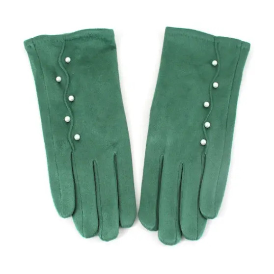 Ladies Winter Driving Gloves Texting Faux Pearl Green
