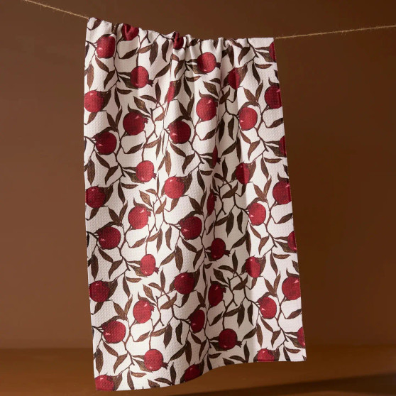 Geometry ARRIVING SOON Kitchen Hand Dish Tea Towel Rind Deep Wine Red Fruit 