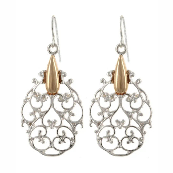 Silver Gold Filigree Earrings