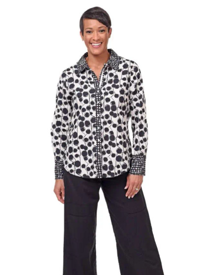 Black & White Button Up Shirt Crinkle 