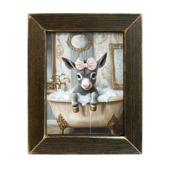 Vintage Bathtub Baby Donkey Pink Bow In Tub Baby Shower