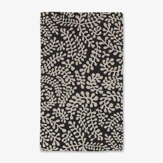 Geometry Kitchen Hand Dosh Micro Fiber Towel Black Taupe Branches