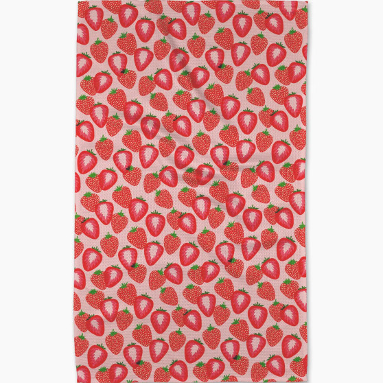 Geometry Kitchen Hand Dish Towel Microfiber Strawberries