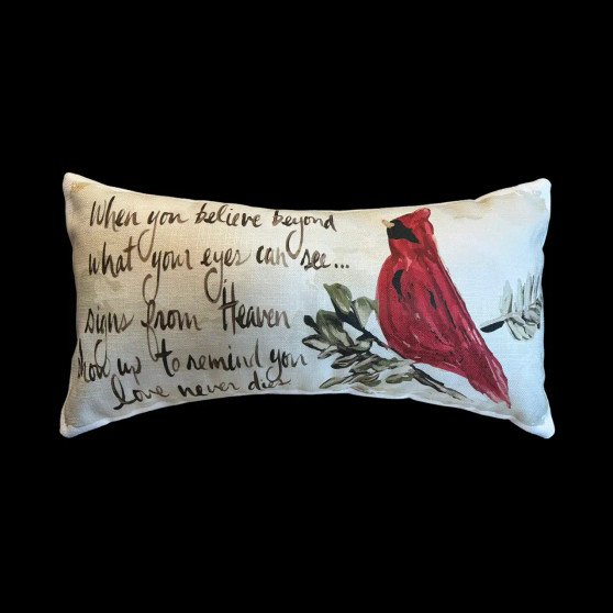 Southern Cotton Lumbar Pillow When You Believe Beyond What Your Eyes Can See Cardinal Bereavement 