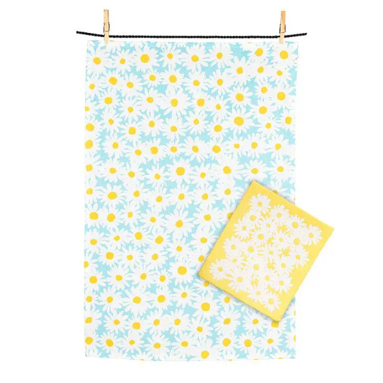 Daisies Dish Towel Dish Cloth Set 