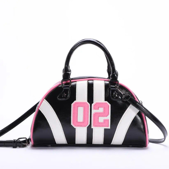 Arriving Soon Purse Satchel Crossbody #2 Bowling Bag Style Black Pink