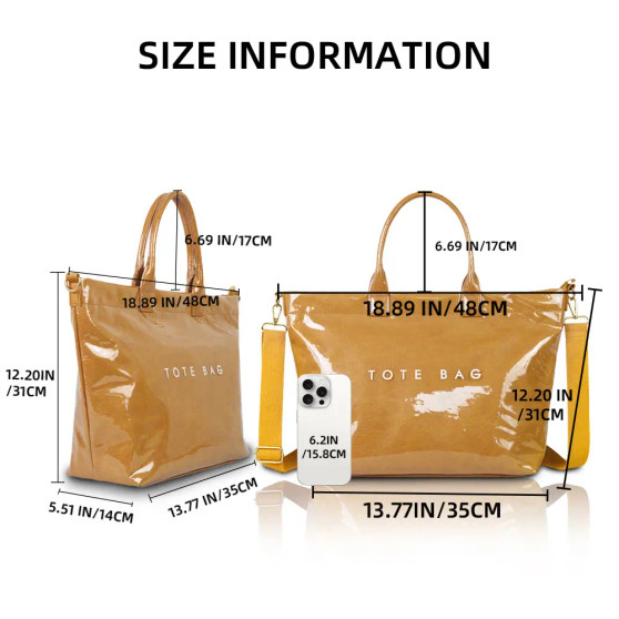 PVC Waterproof The Tote Crossbody Purse Brown ARRIVING SOON