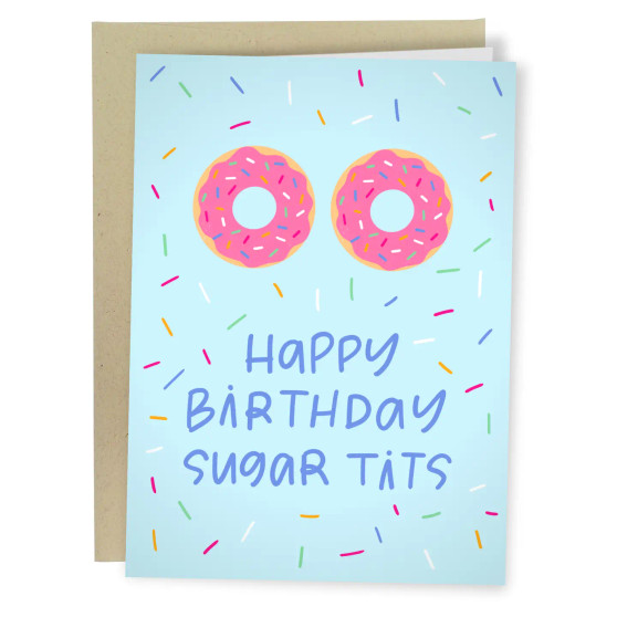 Happy Birthday Greeting Card Sugar Tits Funny Blank Inside