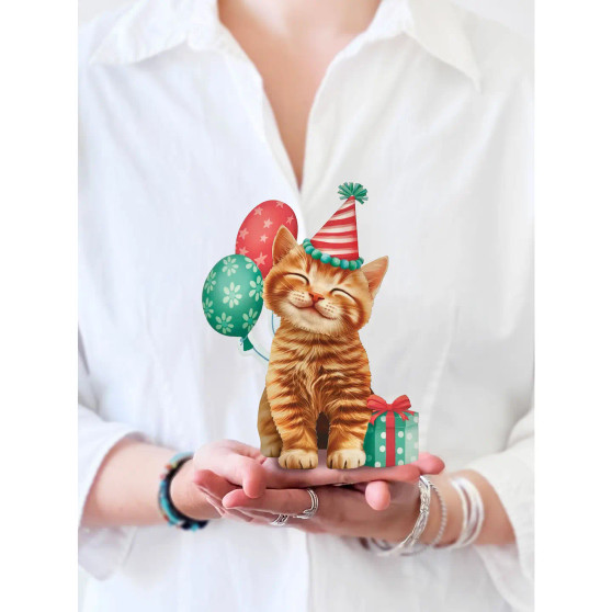 FreshCut  Mini Kitten Cat Birthday Pop Up 3D Greeting Card