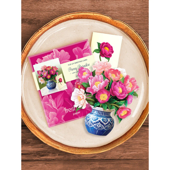 FreshCut Mini Pop Up 3D Peonies Greeting Card