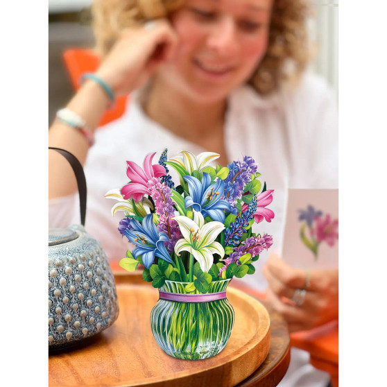 FreshCut Mini Pop Up 3D Lilies Lupine Greeting Card