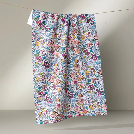 Geometry Kitchen Hand Dish Microfiber Towel Amethyst Multi Color Flower