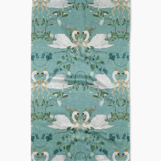 Geometry Kitchen Dish Tea Microfiber Towel Swans