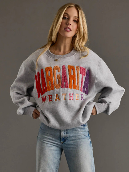 Panache Sweatshirt Fuzzy Letters Margarita Weather Grey ARRIVING APRIL