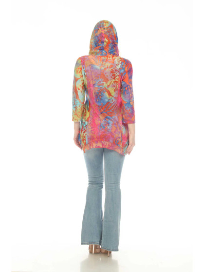 Kamana Burout Zipper Hoodie Orange