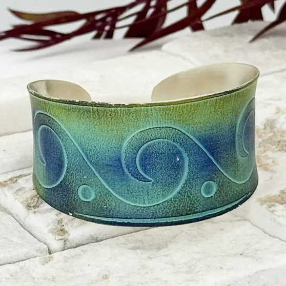 Anju Coastal Nautical Ocean Blue Wave Cuff Bracelet