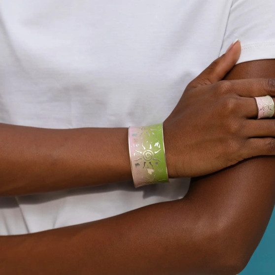 Anju Pink Green Ombré Sun Motif 