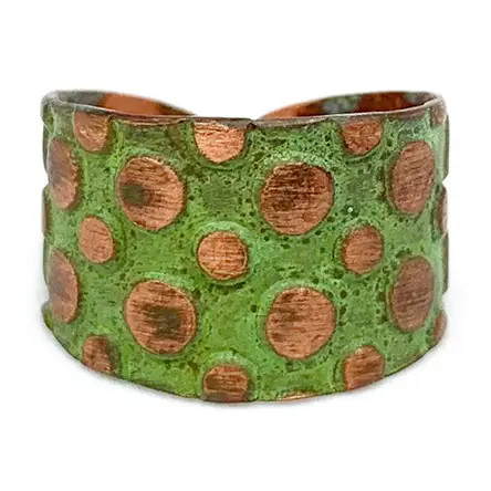 Copper Patina Green Circles Ring