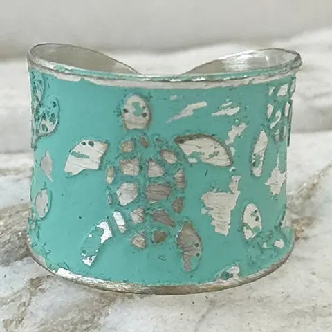 Anju Sea Turtle Mint Patina Ring
