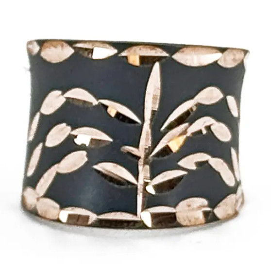 Anju Black Enamel Patina Waves Ring