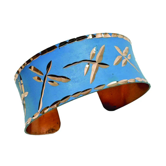 Anju Dragonflies Blue Enamel Cuff Bracelet