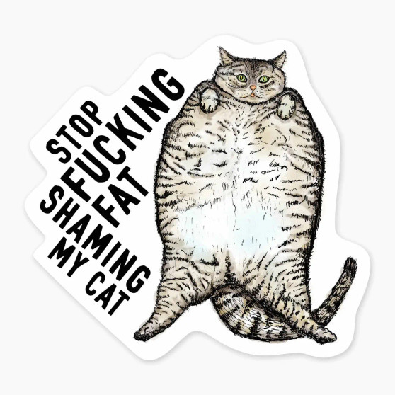 Fat Cat Funny Sticker Stop Fucking Fat Shaming My Cat USA Made