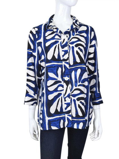 Kamana Artsy Jacket Blazer Blue White Button Up