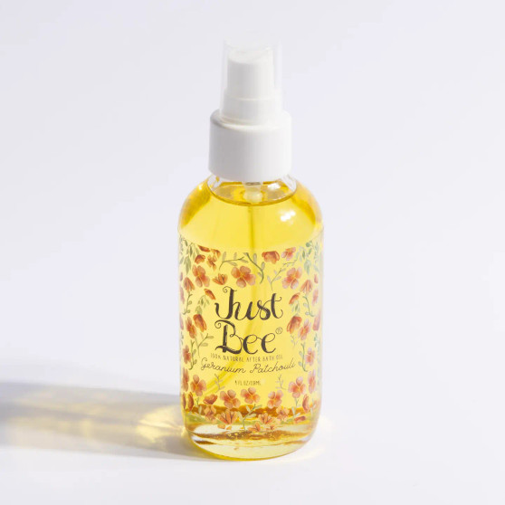 Just Bee After Bath Oil Patchouli Geranium Waterless Lotion 