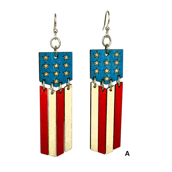 250th Anniversary July 4th Star Dangle Earrings USA Made