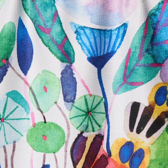 Geometry Kitchen Hand Towel Microfiber Watercolor Flowers