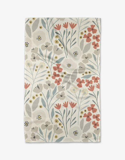 Geometry Kitchen Hand Towel Microfiber Daffodils Made TaupeTan Flowers