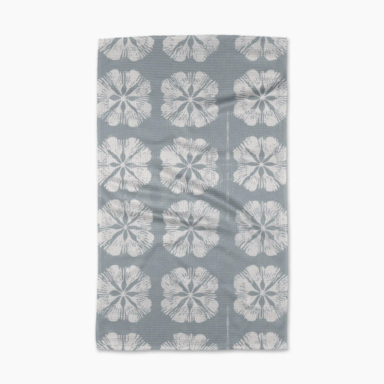 Geometry Kitchen Hand Microfiber Towel Grey Hibiscus 