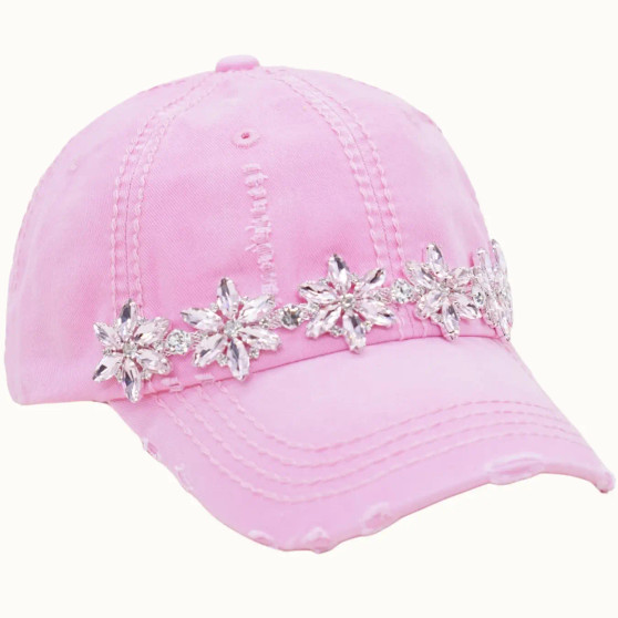 Olive & Pique Baseball Trucker Bejeweled Cap Pink