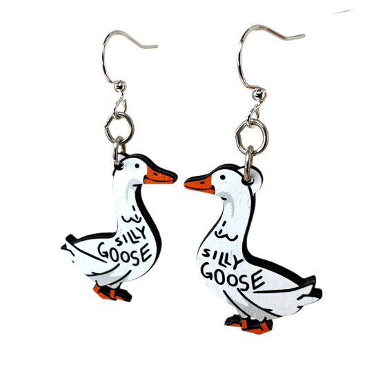 Silly Goose Wooden Earrings USA Made