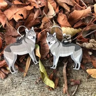Grey Wolf Wooden Earrings USA Made