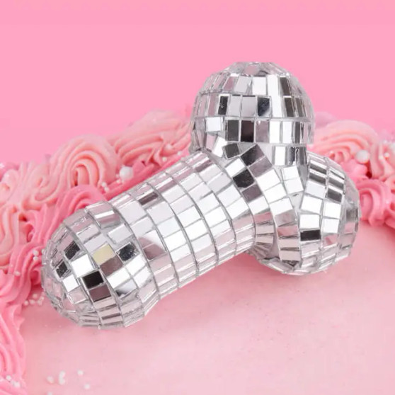 Penis Disco Mirrored Cake Topper Funny Bachelorette Party 